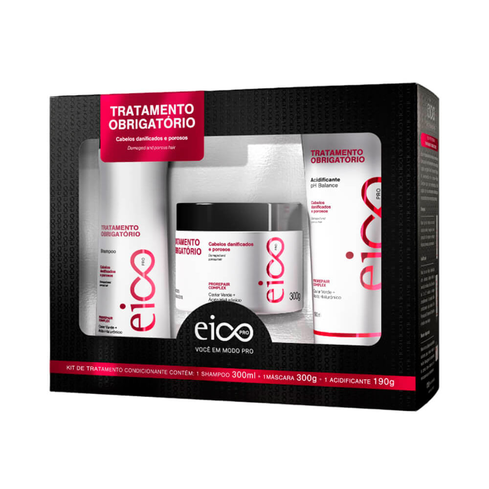 Kit Eico Pro Tratamento Obrigatório Shampoo + Máscara + Acidificante