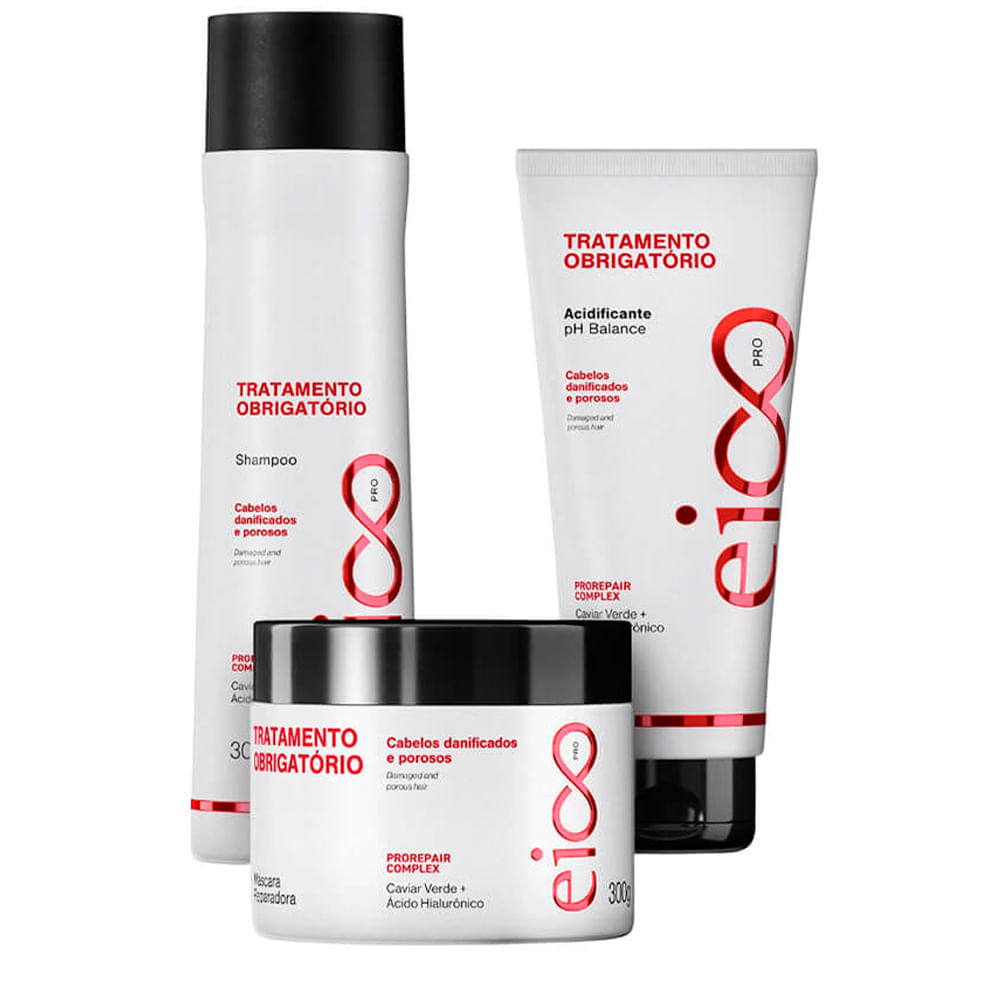 Kit Eico Pro Tratamento Obrigatório Shampoo + Máscara + Acidificante