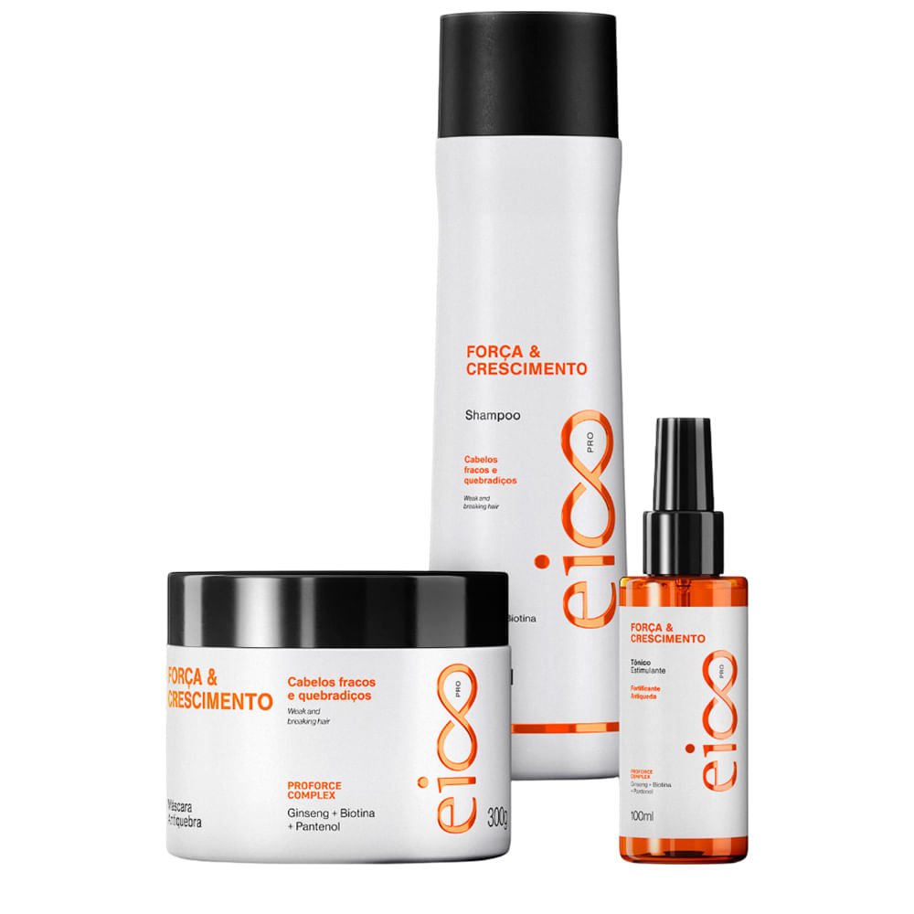 Kit Eico Pro Força e Crescimento Shampoo + Máscara+ Tônico
