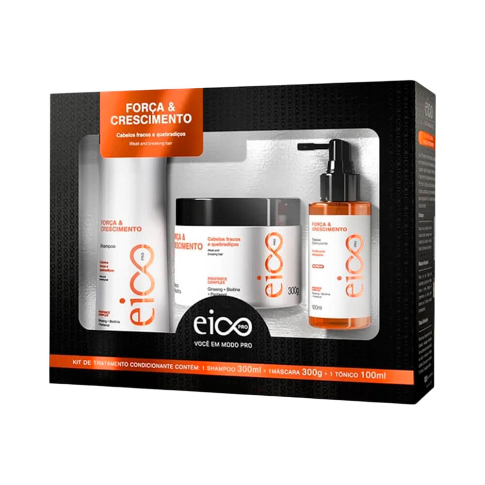 Kit Eico Pro Força e Crescimento Shampoo + Máscara+ Tônico