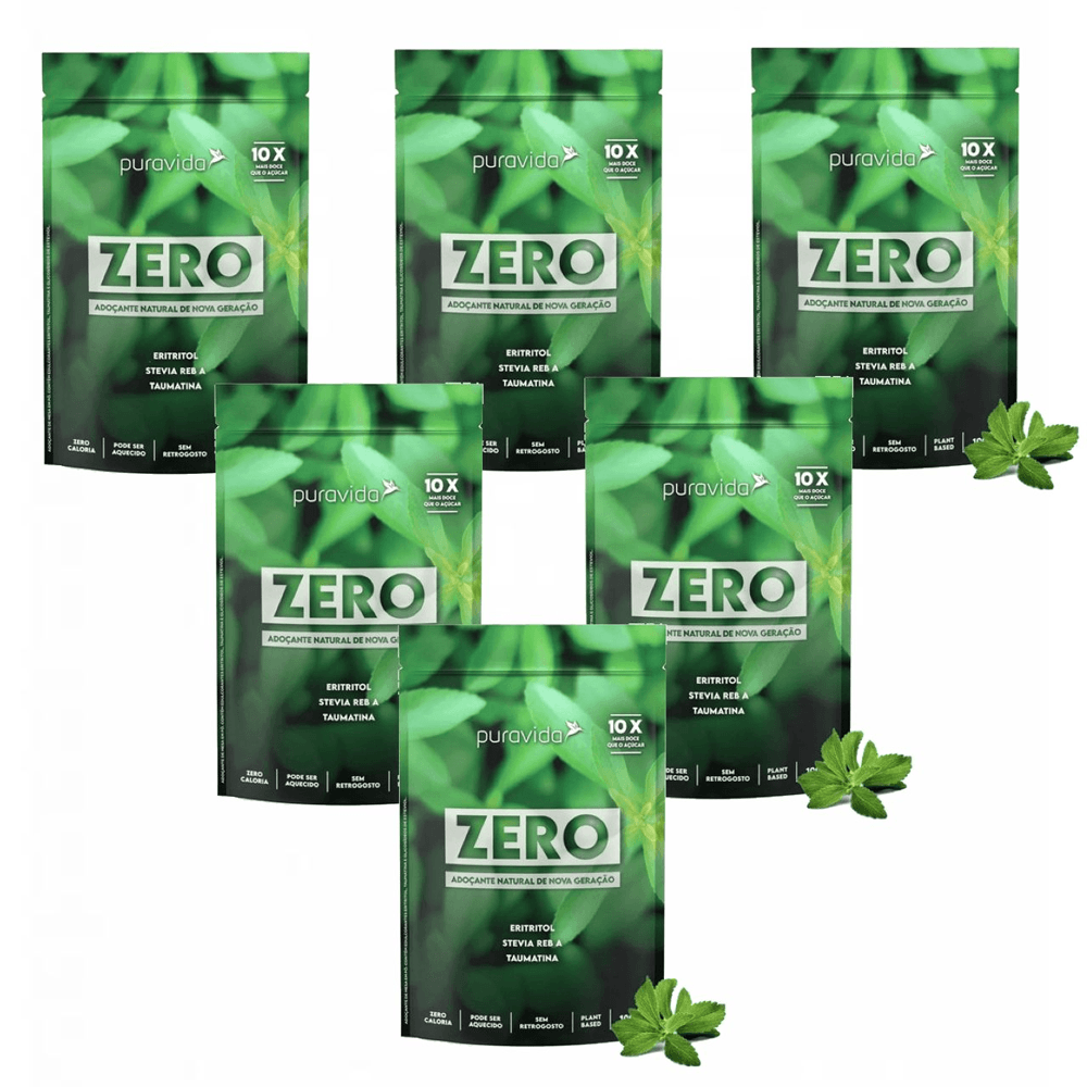 Kit 6x Adoçante Zero Premium Puravida Stevia Taumatina