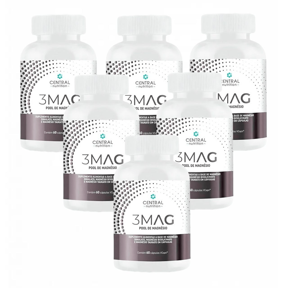 Kit 6x 3 Mag Magnesio Quelato Taurato Dimalato Central Nutrition