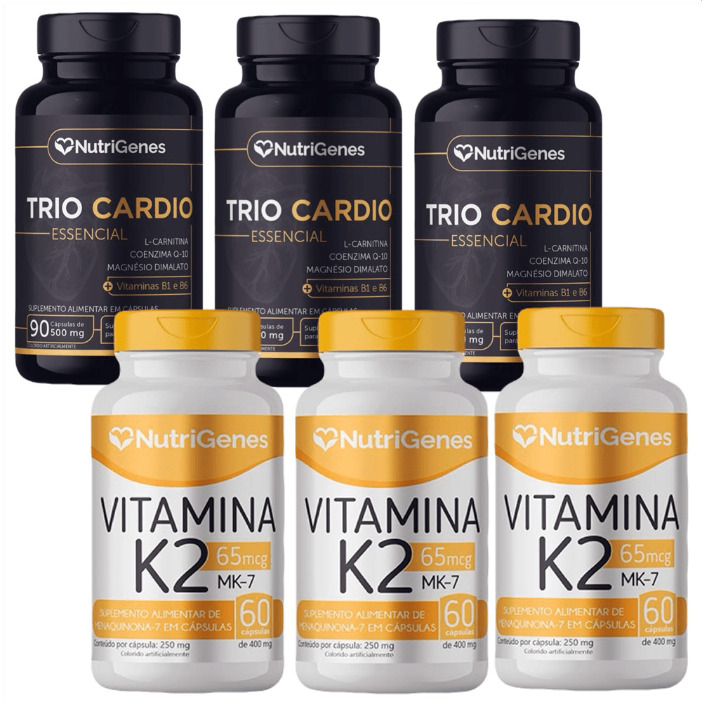 Kit 3x Trio Cardio + 3x Vitamina K2 Mk-7 Nutrigenes