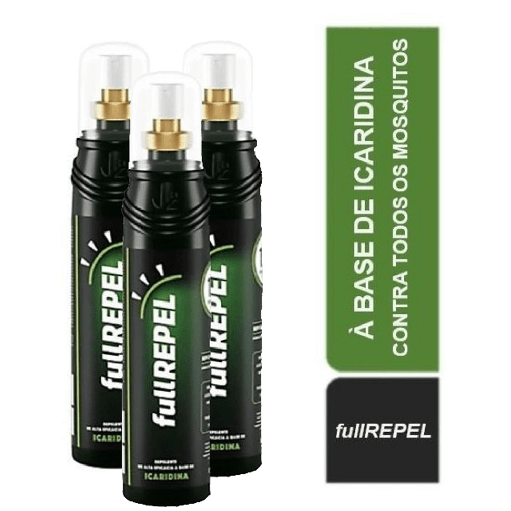Kit 3x Repelente FullRepel Adulto Icaridina 10 Horas