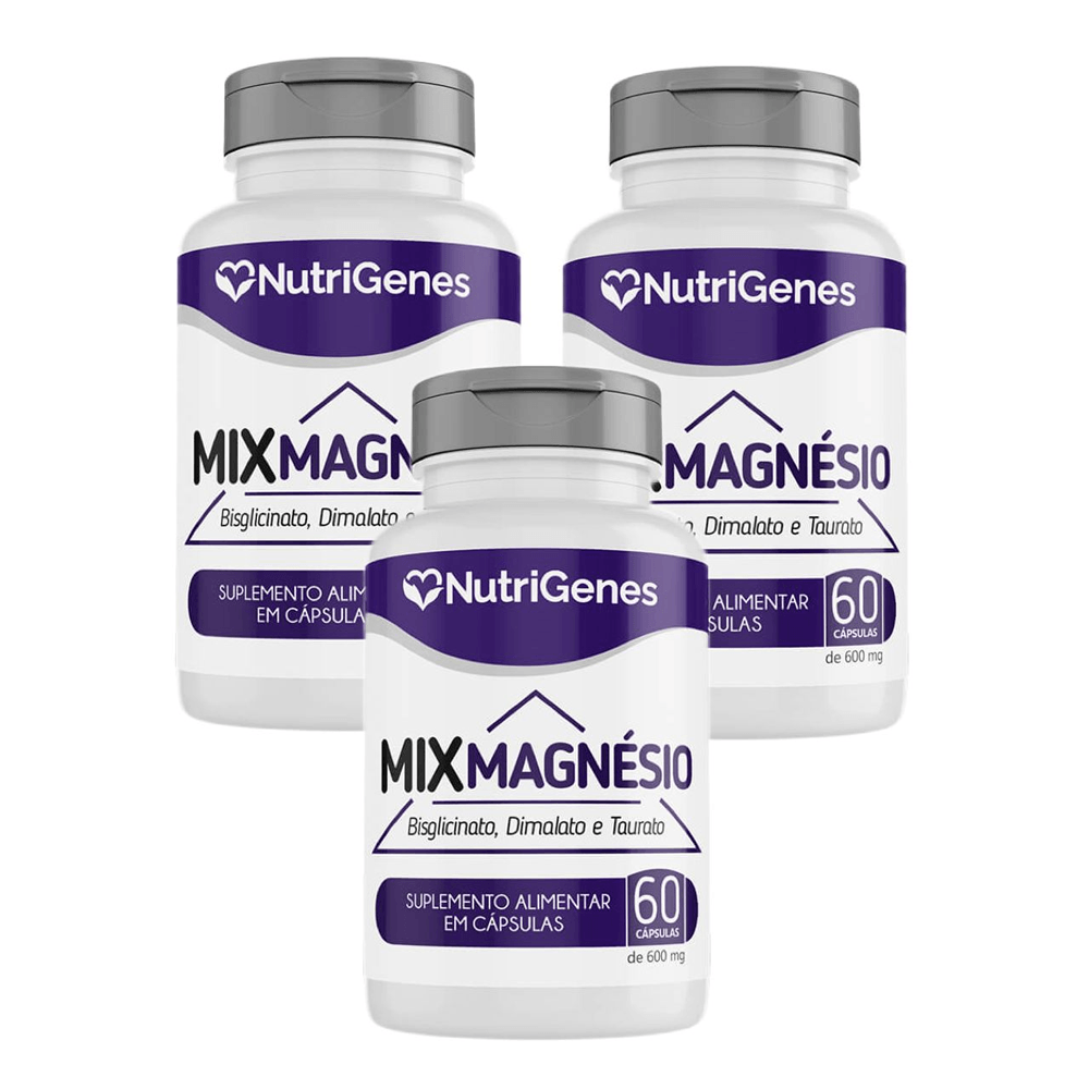 Kit 3x Mix Magnésio Treonato, Dimalato e Taurato Nutrigenes