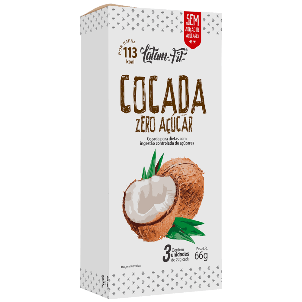 Cocada Zero Açúcar 3 uni de 22g cada Latam Fit