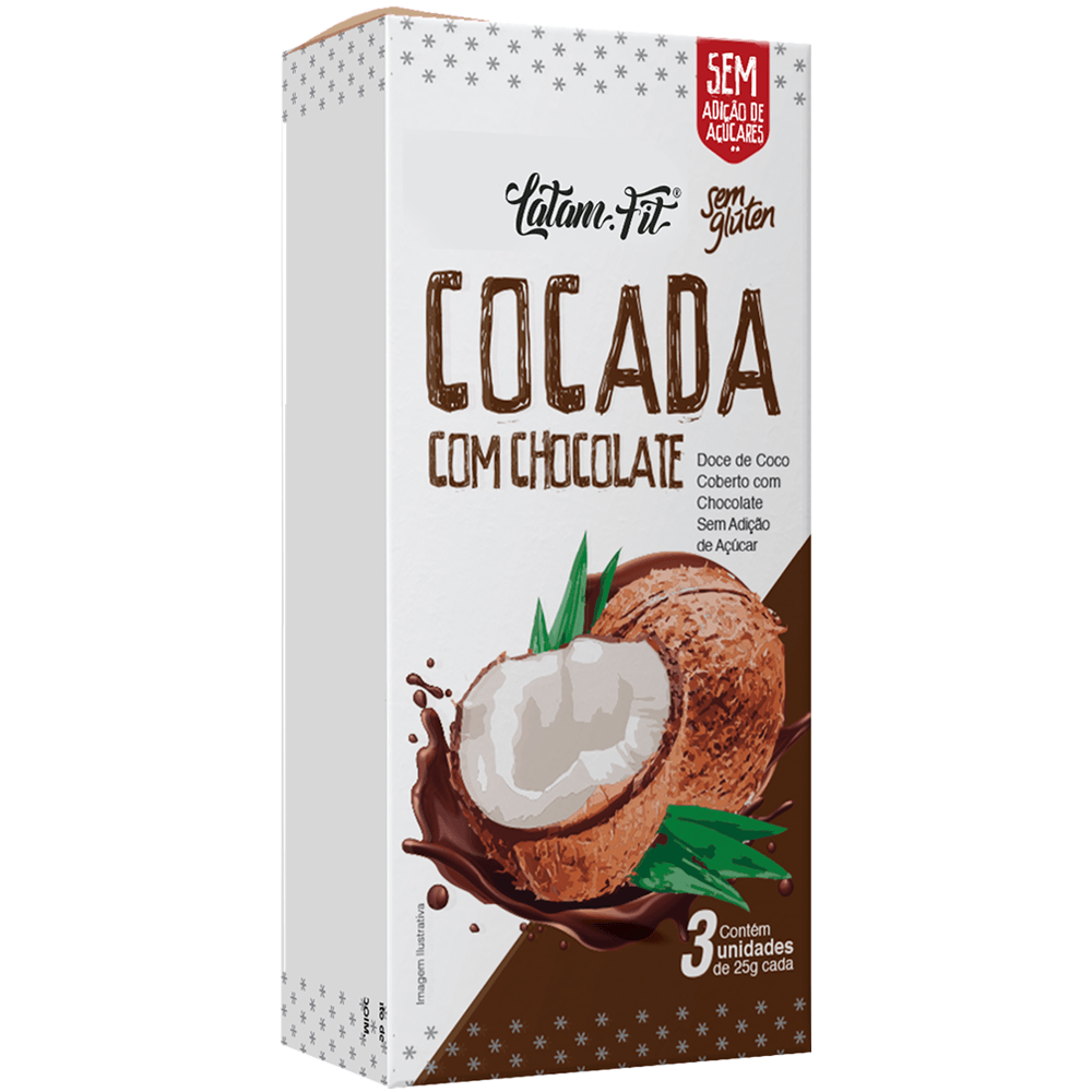 Cocada com Chocolate Zero Açúcar Latam Fit 3 uni. de 25g cada