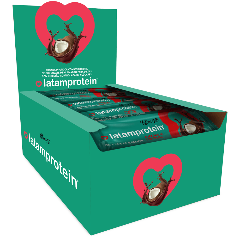 Cocada com Chocolate + Proteína Latam Protein 12 uni. de 40g cada