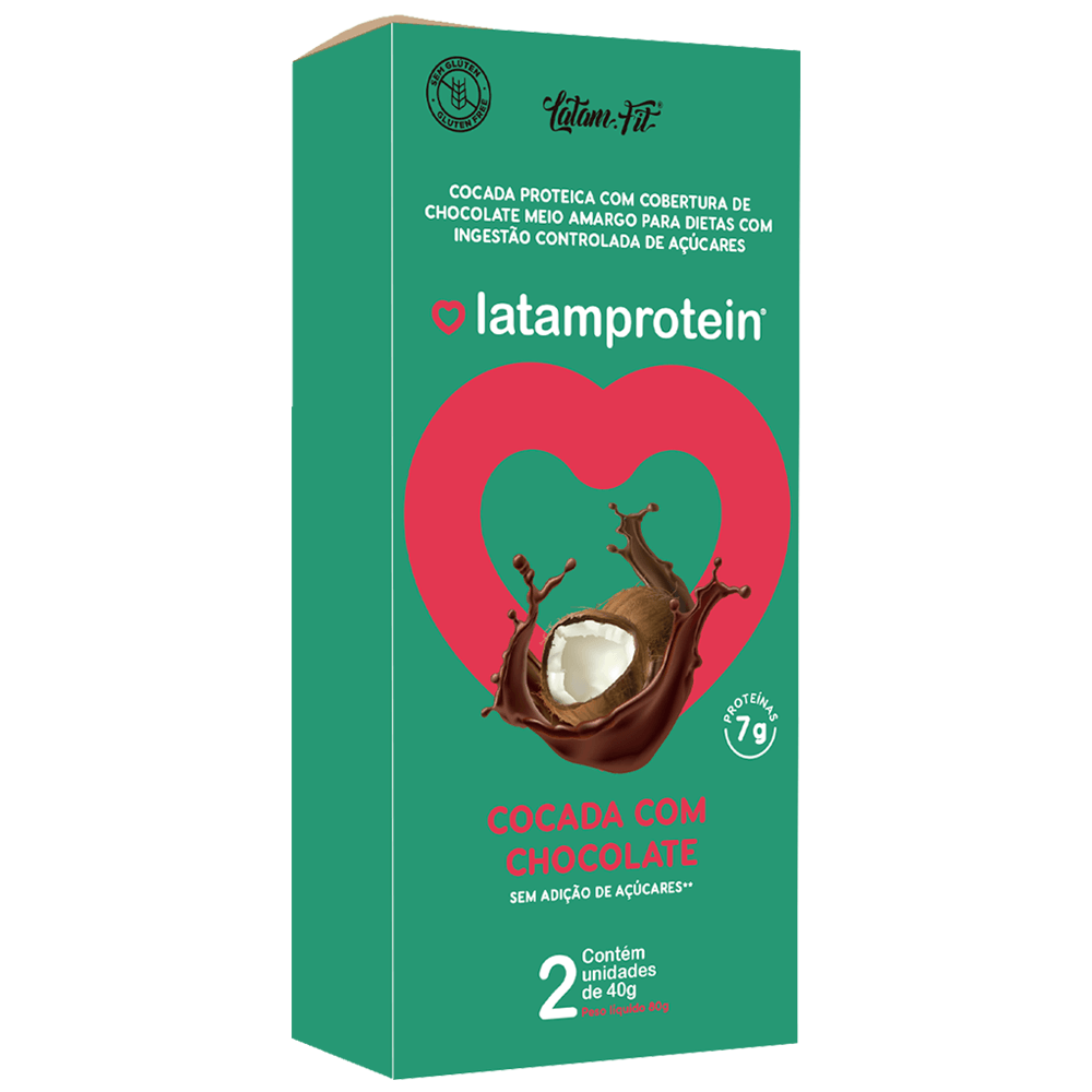 Cocada com Chocolate + Proteína Latam Protein 2 uni de 40g cada