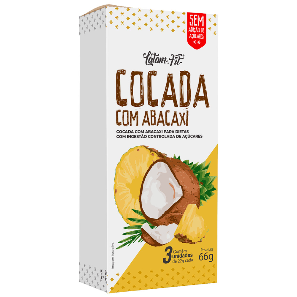 Cocada Com Abacaxi Zero Açúcar Latam Fit 3 Uni De 22g Cada