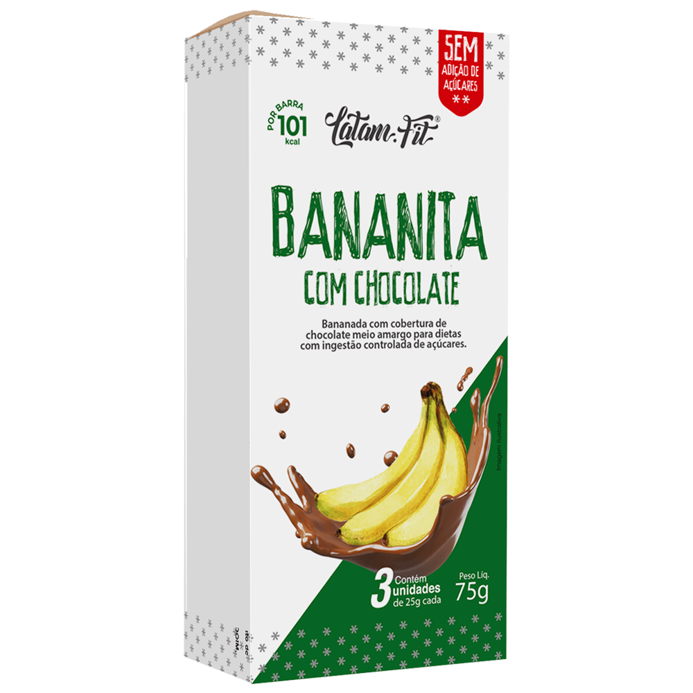 Bananita com Chocolate Zero Açúcar Latam Fit 3 uni de 25g cada