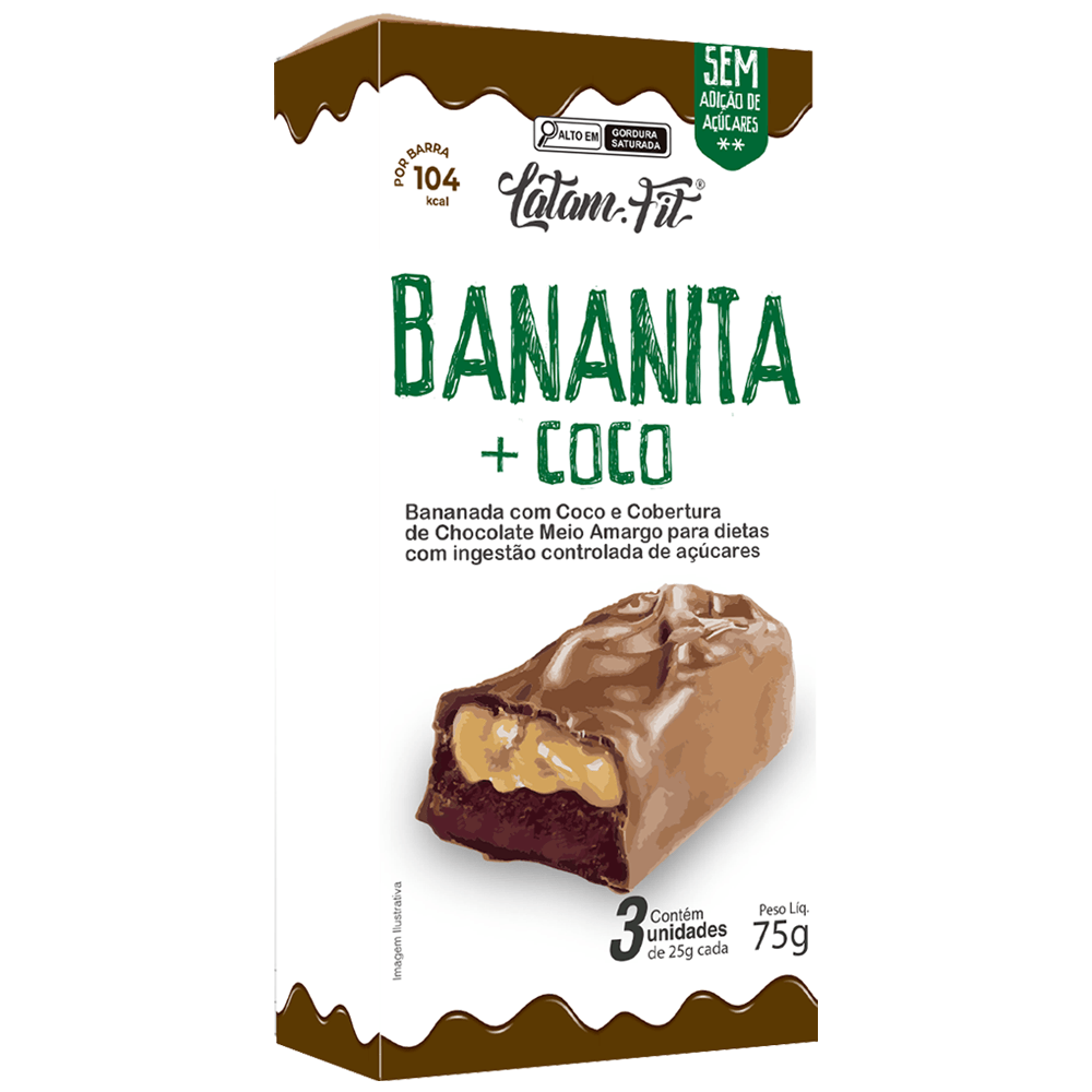 Banana + Coco + Chocolate Zero Açúcar Latam Fit 3 Uni De 25g Cada