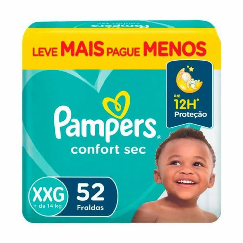 Fraldas Pampers Confort Sec Tamanho Xxg 52 Unidades