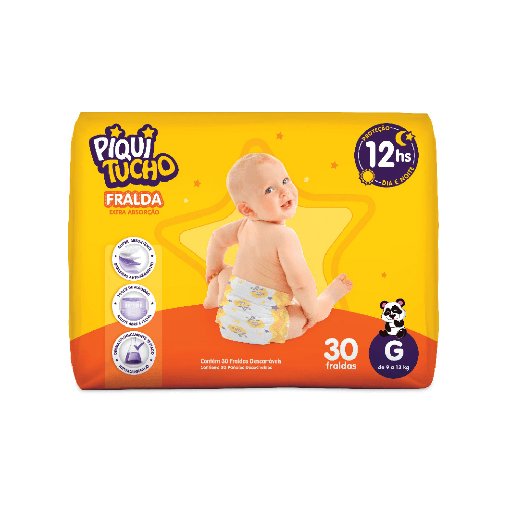 Fralda Piquitucho Mega Tamanho G  30 Unidades