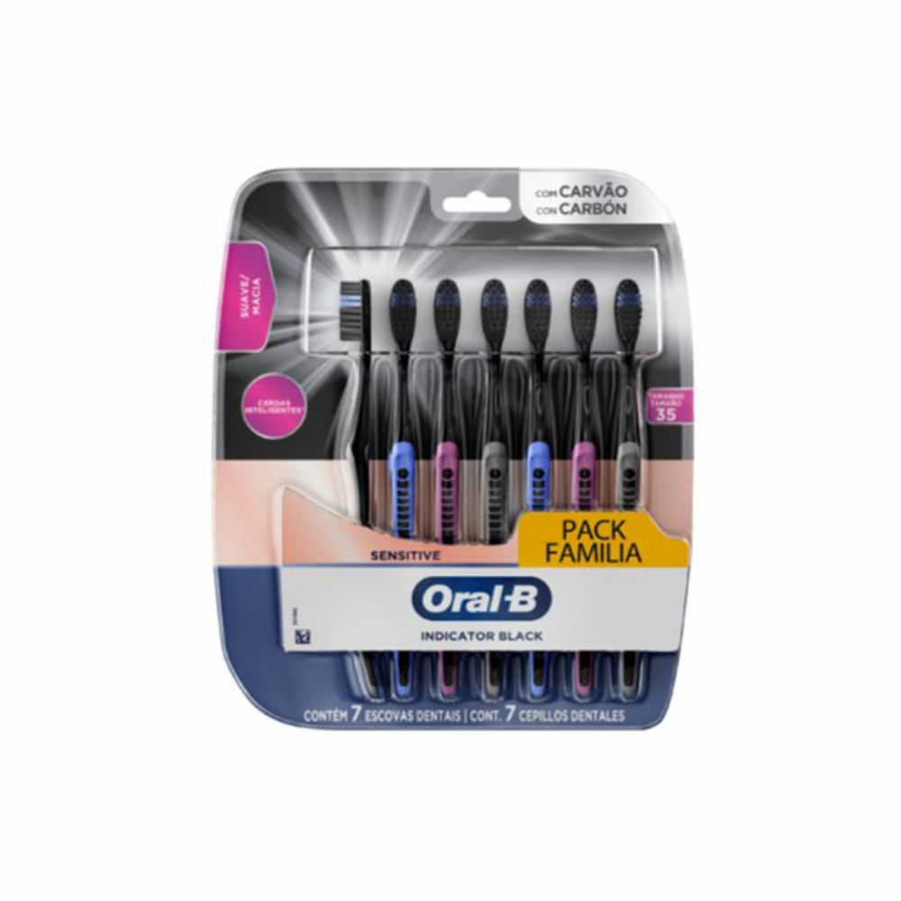 Escova De Dente Oral B Carvão Sensitive Pack 7 Unidades