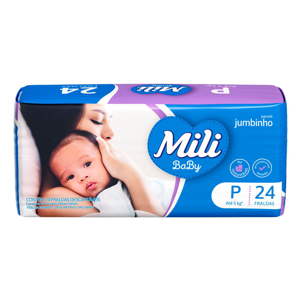 Fralda Mili Baby Jumbinho Tamanho P 24 Unidades