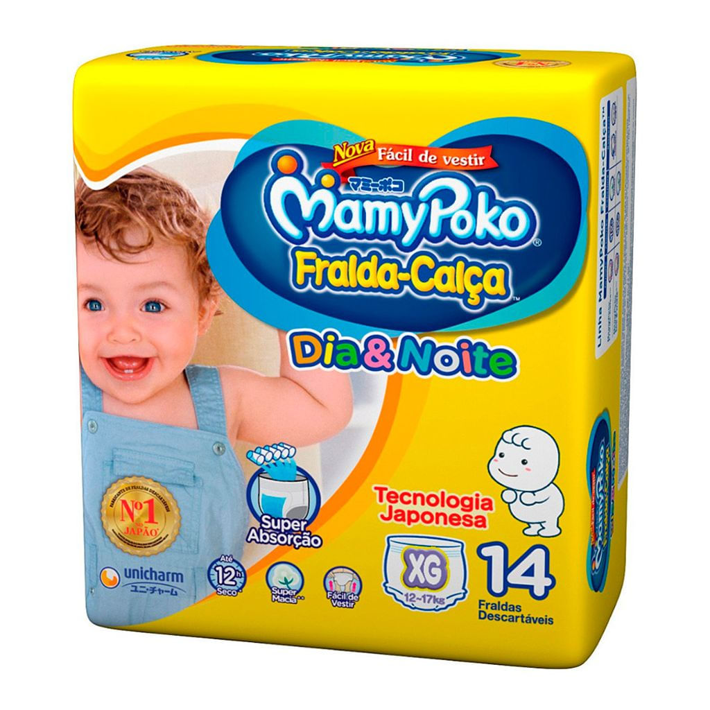 Fralda Calça MamyPoko Dia e Noite Tamanho XG Pacote Regular com 14 Fraldas