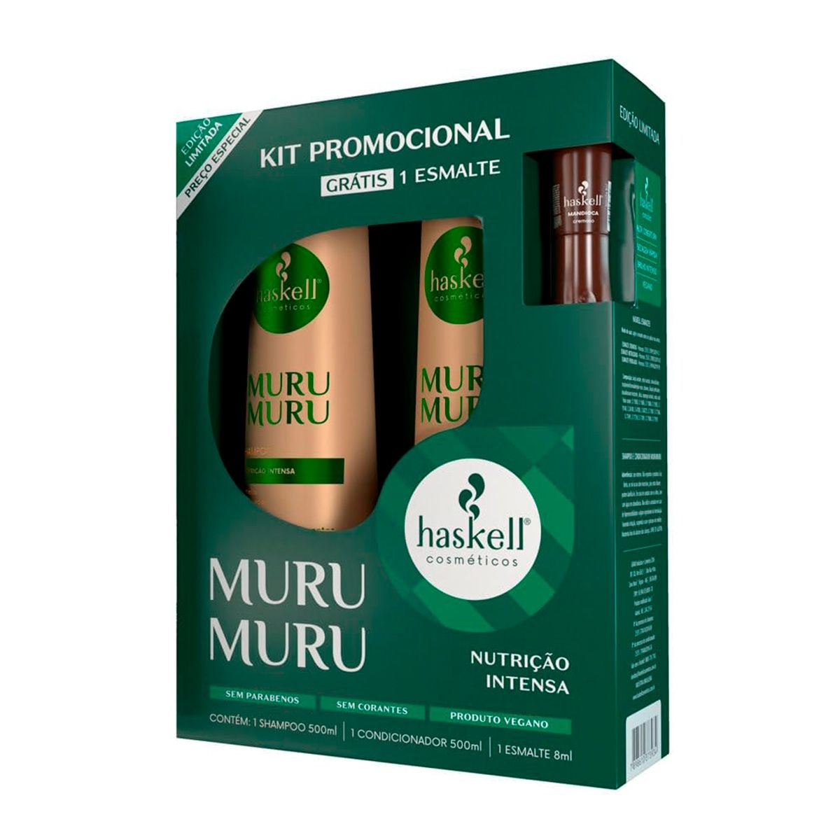Kit Haskell Shampoo e Condicionador Murumuru 500Ml Cada Com Esmalte 8ml