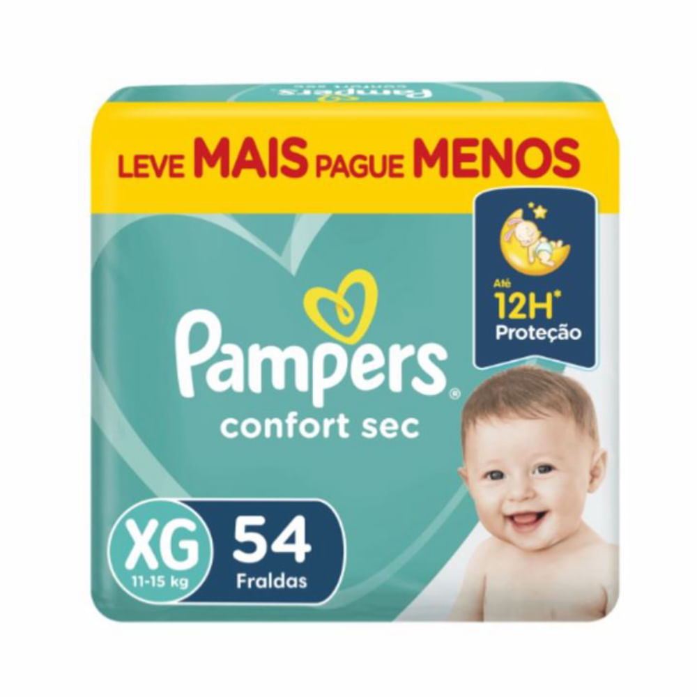 Fraldas Pampers Confort Sec Tamanho Xg 54 Unidades