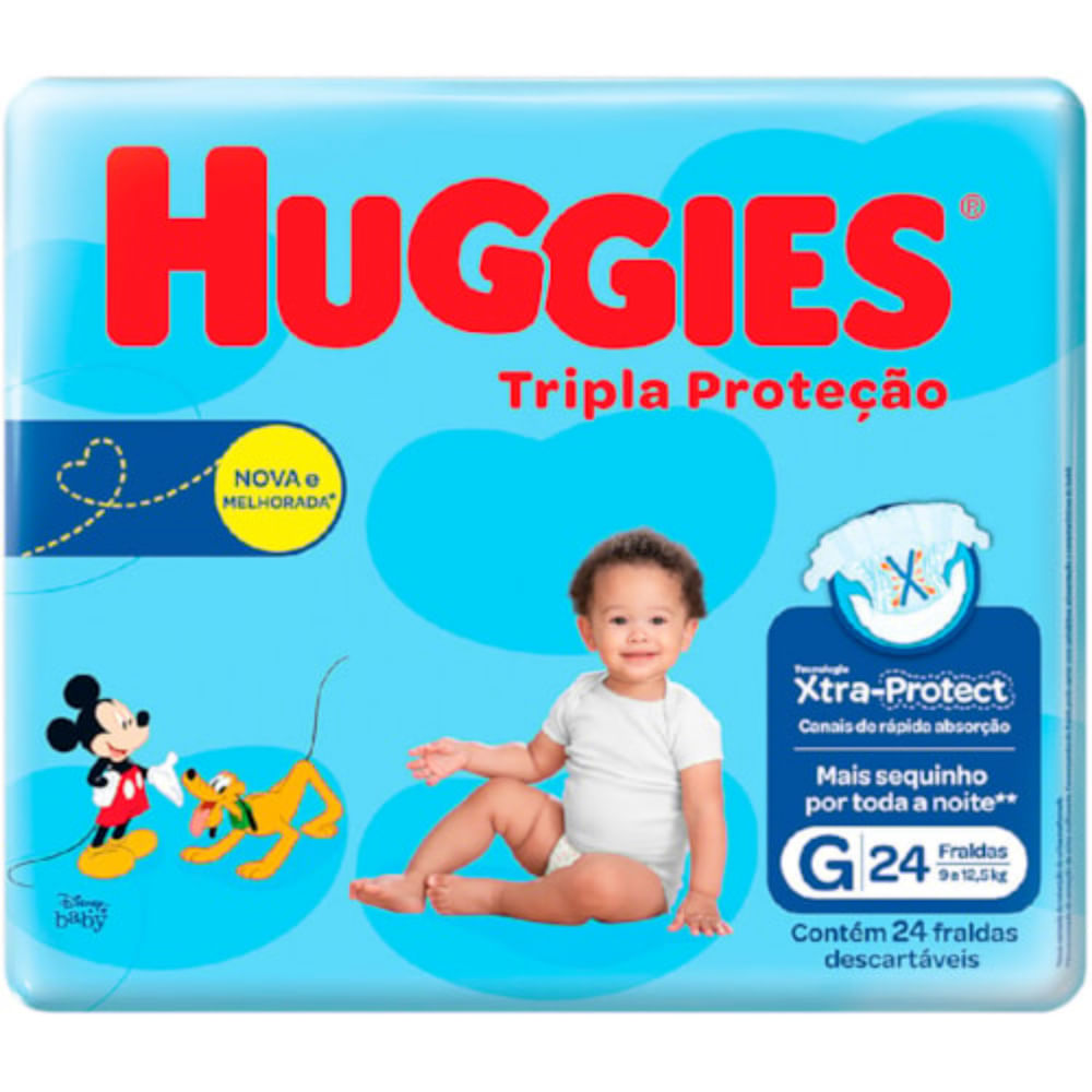 Fralda Huggies Tripla Proteção Jumbo Tamanho G 24 Unidades