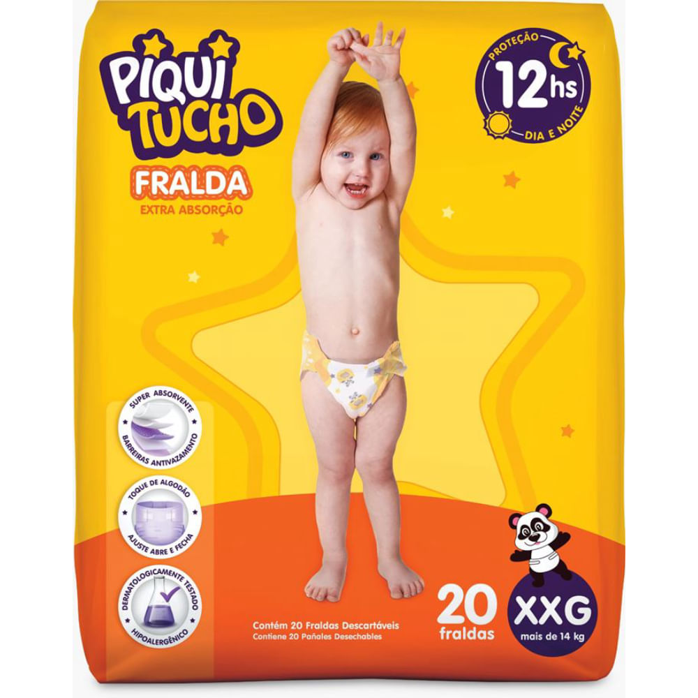 Fralda Piquitucho Mega Tamanho Eeg 20 Unidades