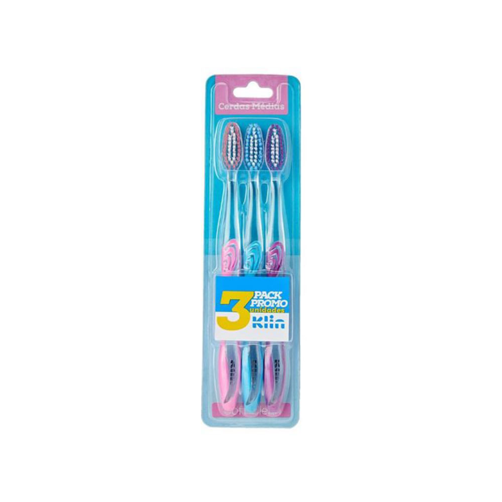 Escova De Dentes Klin Soft Clean 3 Unidades