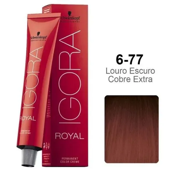 Coloração Schwarzkopf Igora Royal 60ml Cor: 6-77 Louro Escuro Cobre Extra