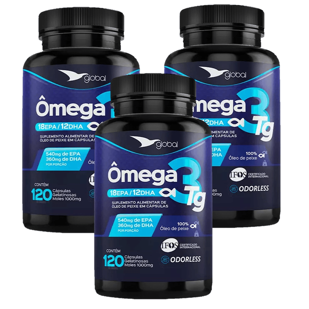Kit 3x Ômega 3 Tg Global Epa 540mg + Dha 360mg 120 Cápsulas Cada