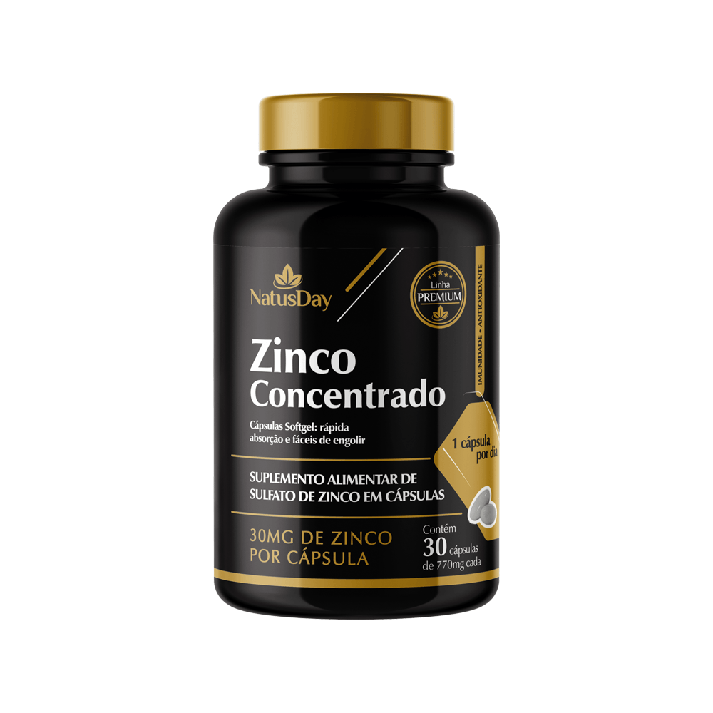 Zinco Concentrado Natusday Premium 30 Cápsulas Softgel