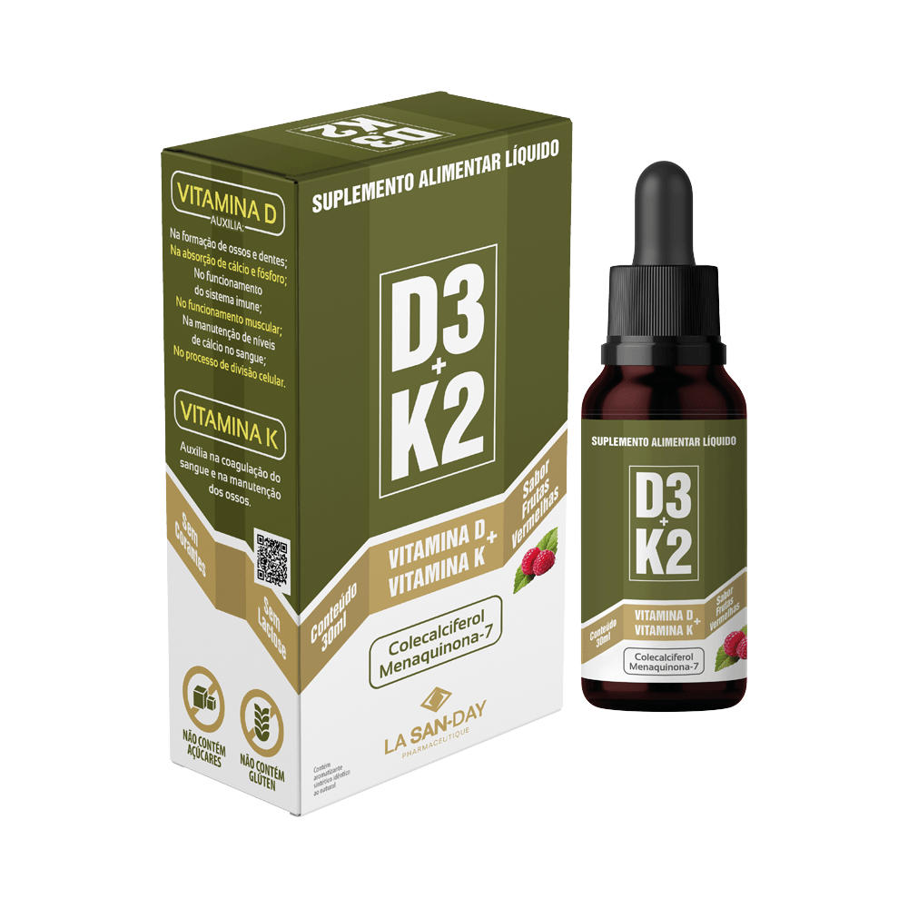 Suplemento Alimentar de Vitamina D + K Sabor Frutas Vermelhas