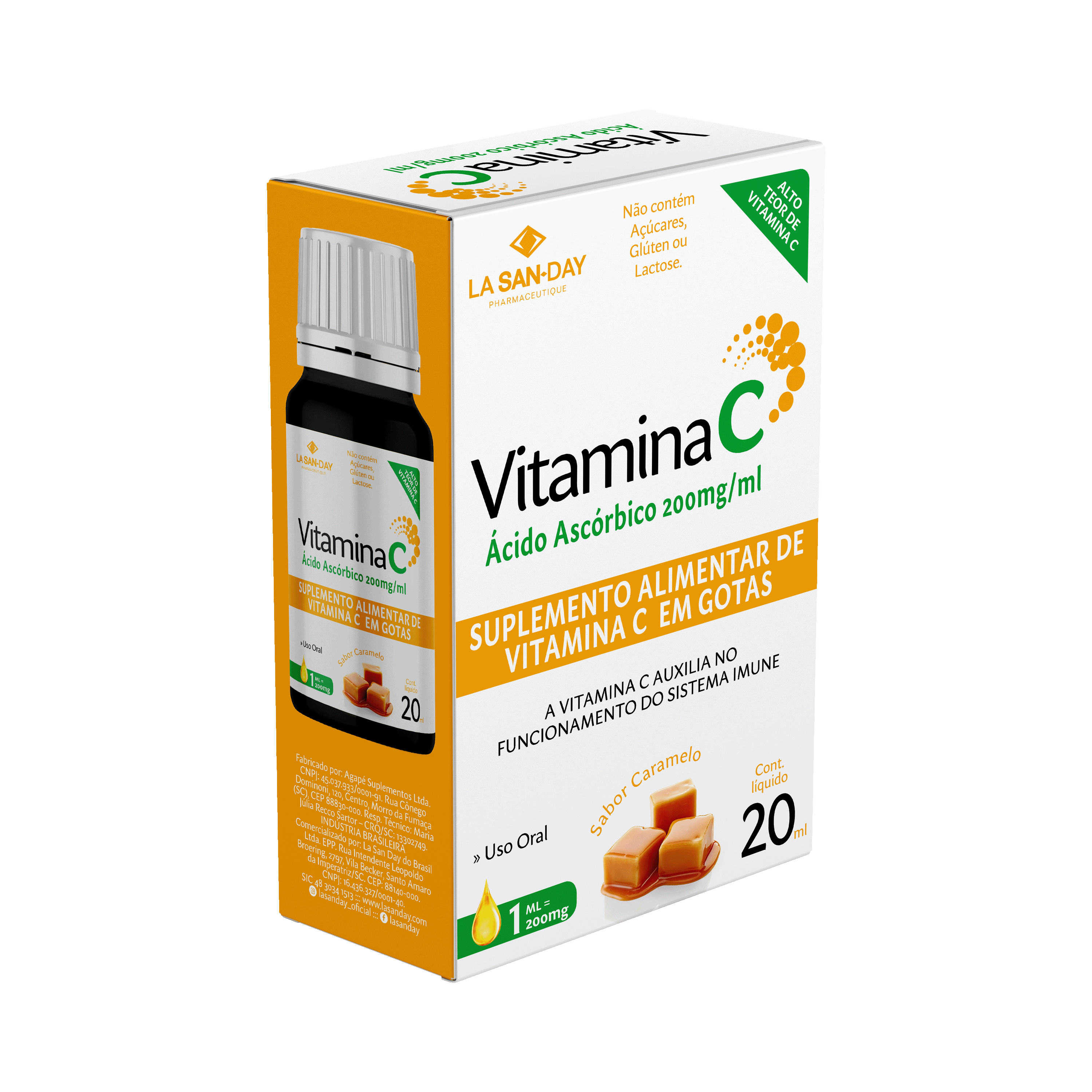 Vitamina C em Gotas Sabor Caramelo 20ml