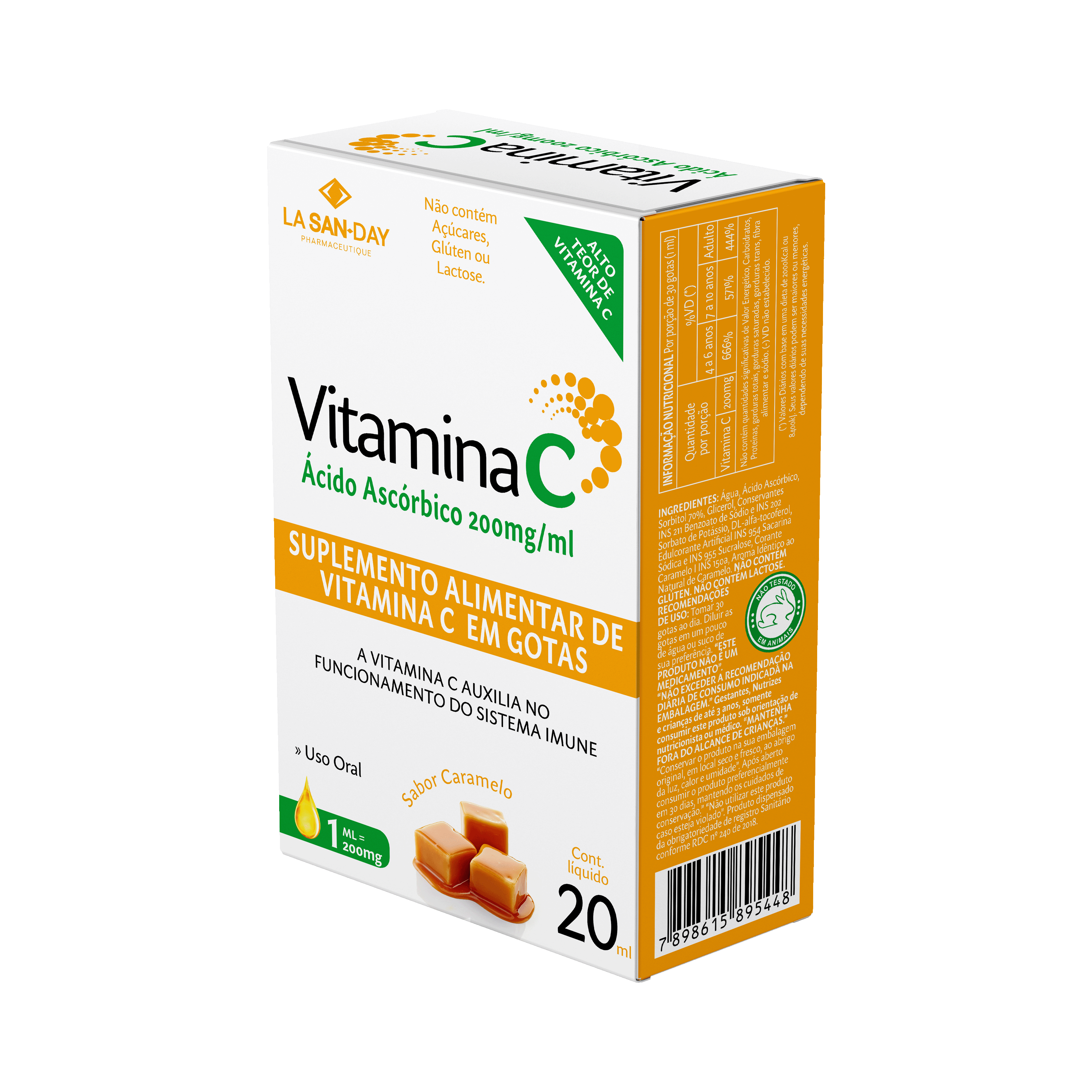 Vitamina C em Gotas Sabor Caramelo 20ml