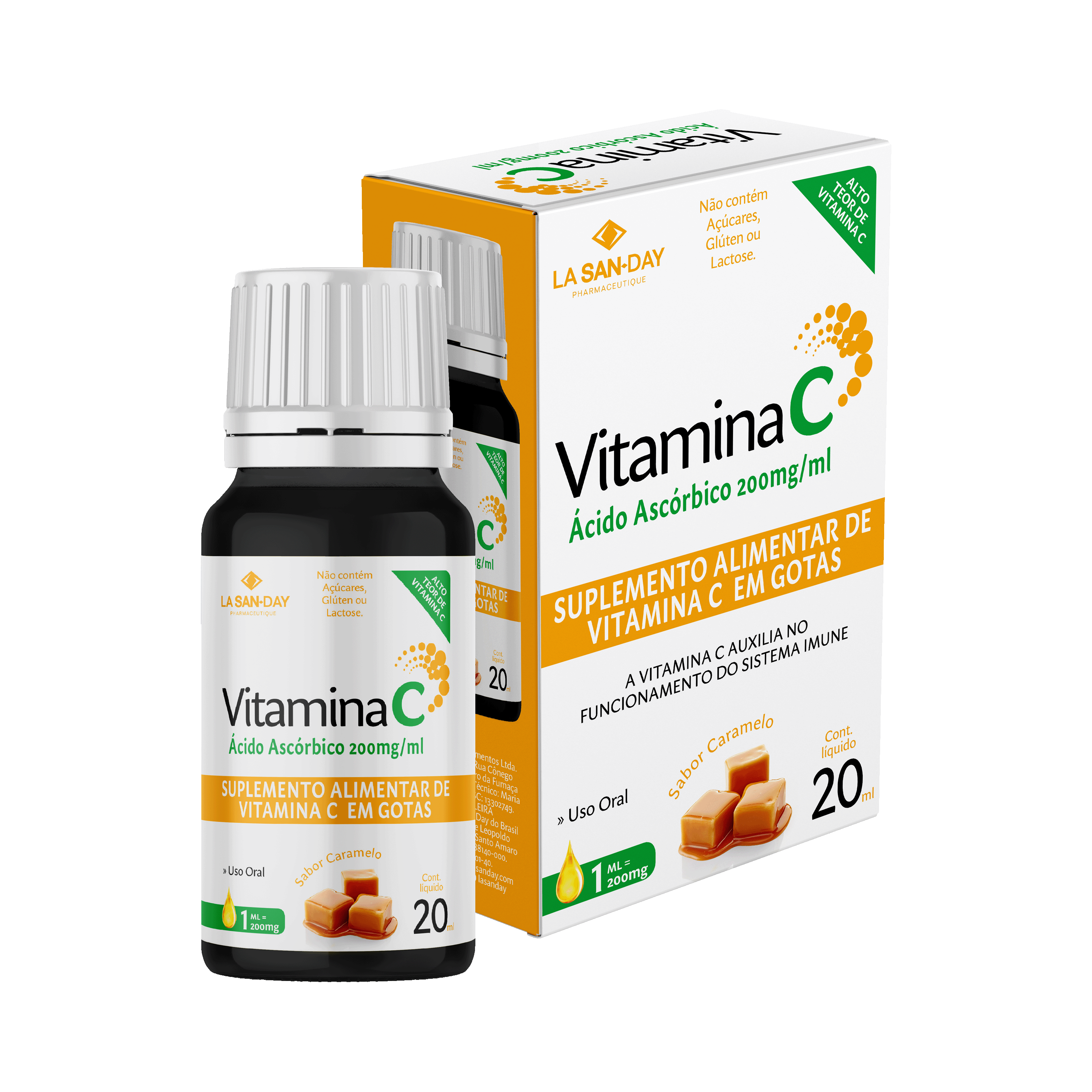 Vitamina C em Gotas Sabor Caramelo 20ml
