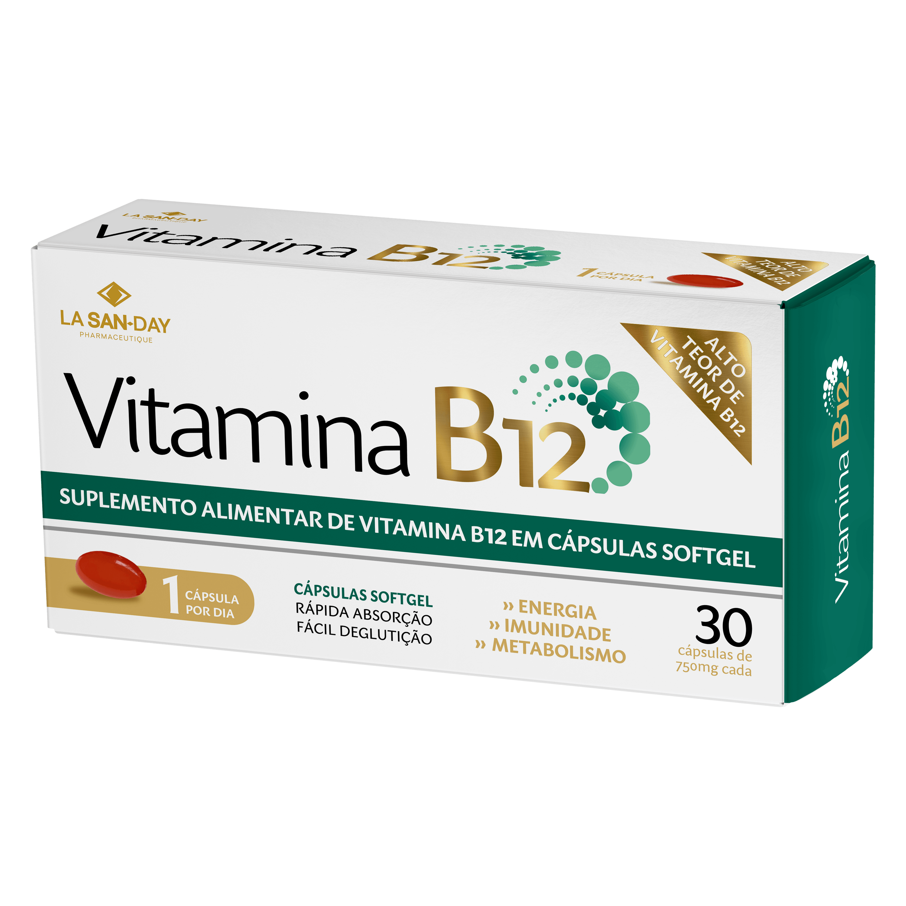 Suplemento de Vitamina B12 30 Cápsulas Softgel