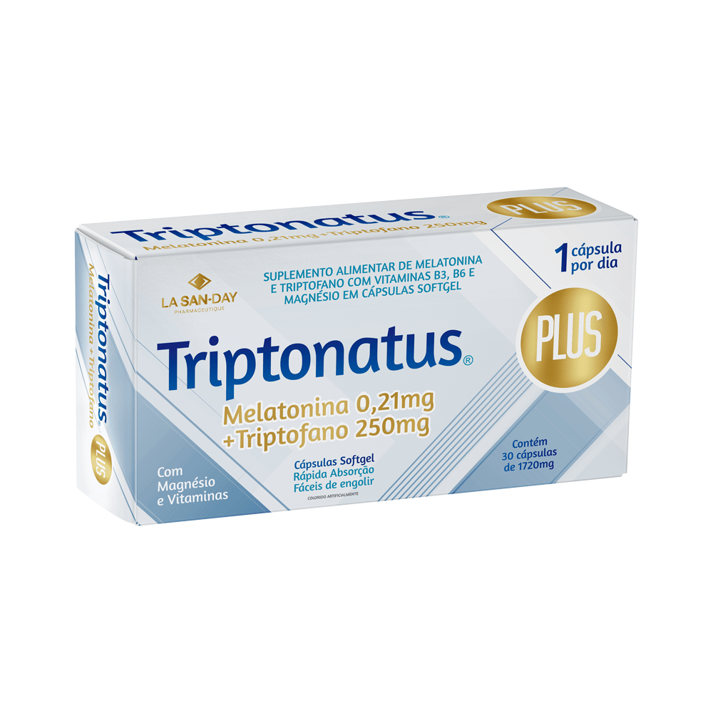 Melatonina + Triptofano Com Vitaminas B3, B6 E Magnésio 30 Cápsulas