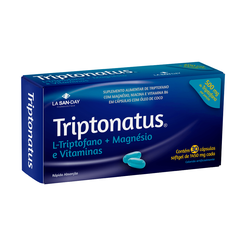 Suplemento De Triptofano Com Magnésio, Niacina E Vitamina B6 30 Cápsulas