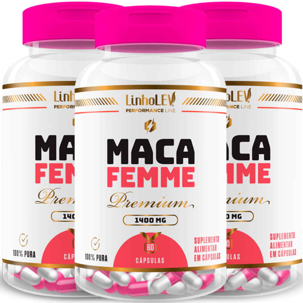 Maca Peruana Mulher Femme Pura cápsulas 700mg 3 Frascos