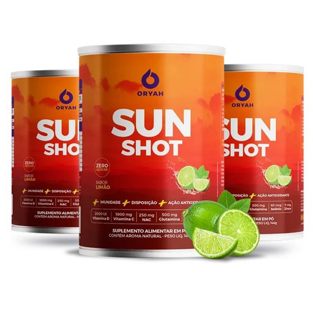 Shot Matinal Kit Sunshot Oryah Sabor Limão 3 Latas