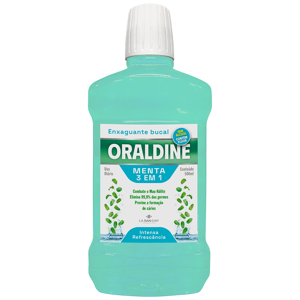 Enxaguante Bucal Oraldine Com Flúor Sabor Menta Sem Álcool