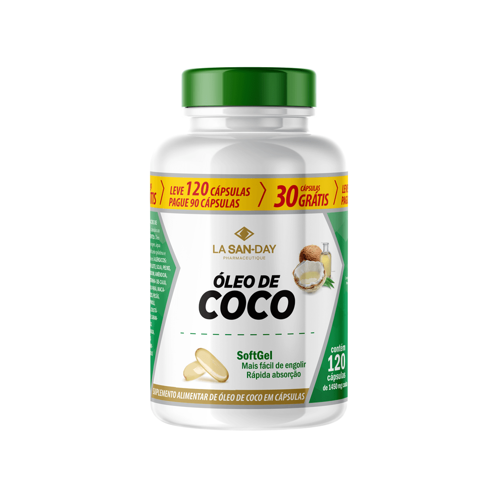 Suplemento Alimentar De Óleo De Coco Em 120 Cápsulas