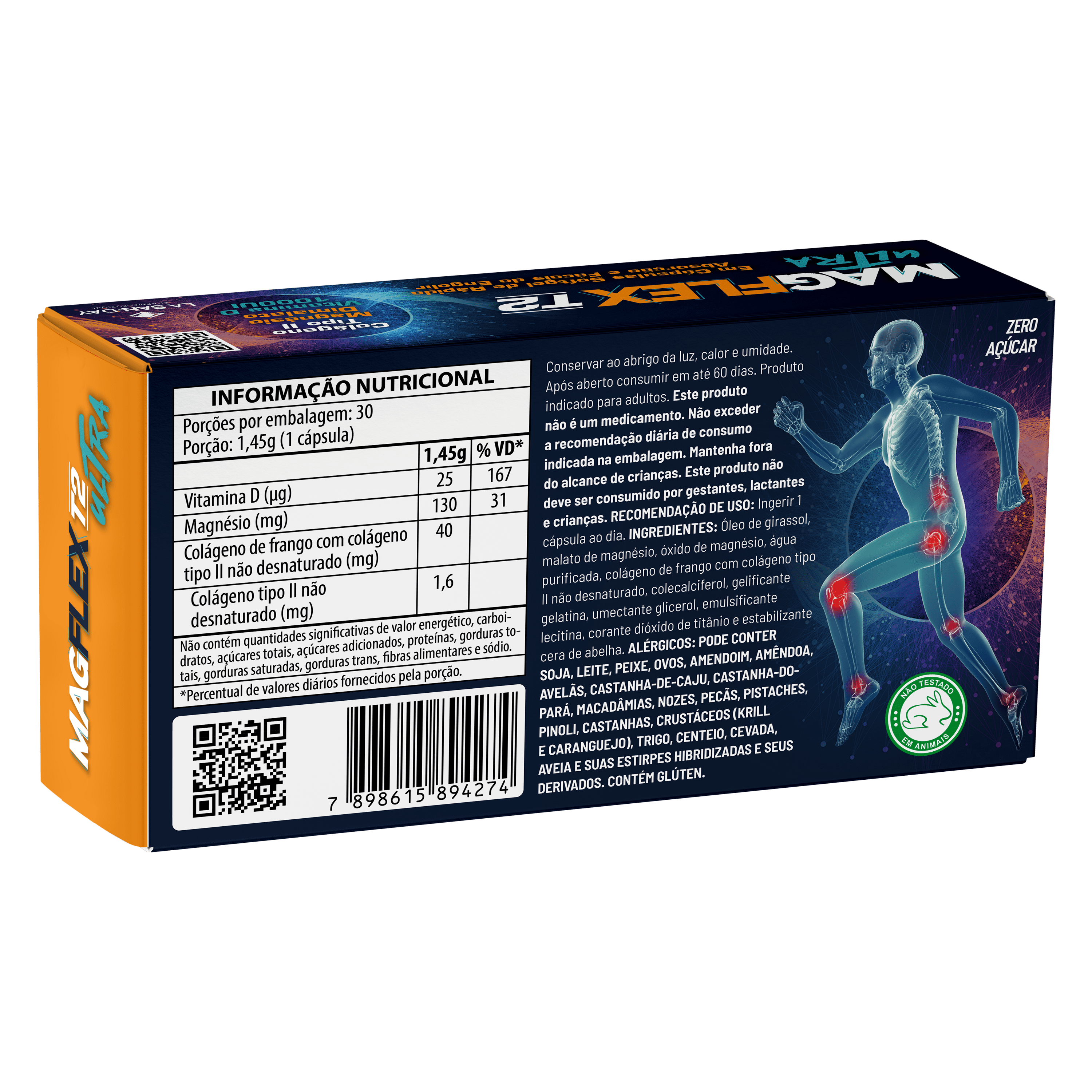 Colágeno Tipo II + Magnésio e Vitamina D 30 Cápsulas