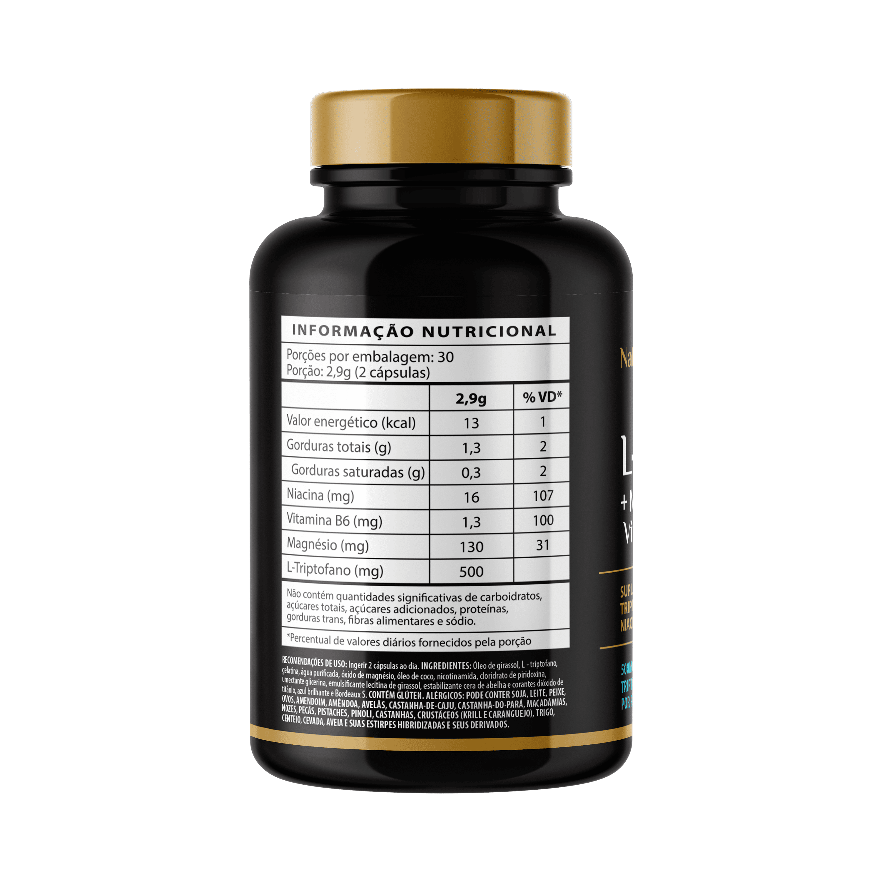 Suplemento de Triptofano com Magnésio e Vitaminas 60 Cápsulas
