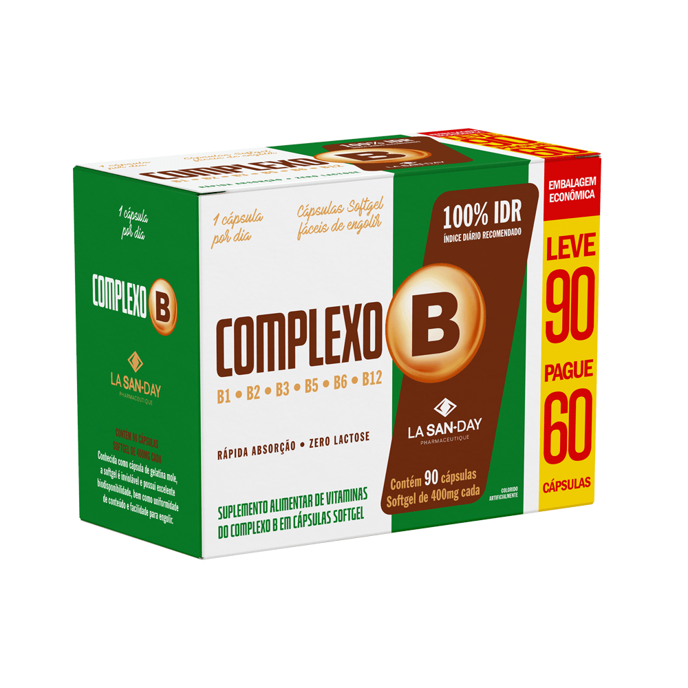 Suplemento Alimentar de Vitaminas do Complexo B 90 Cápsulas