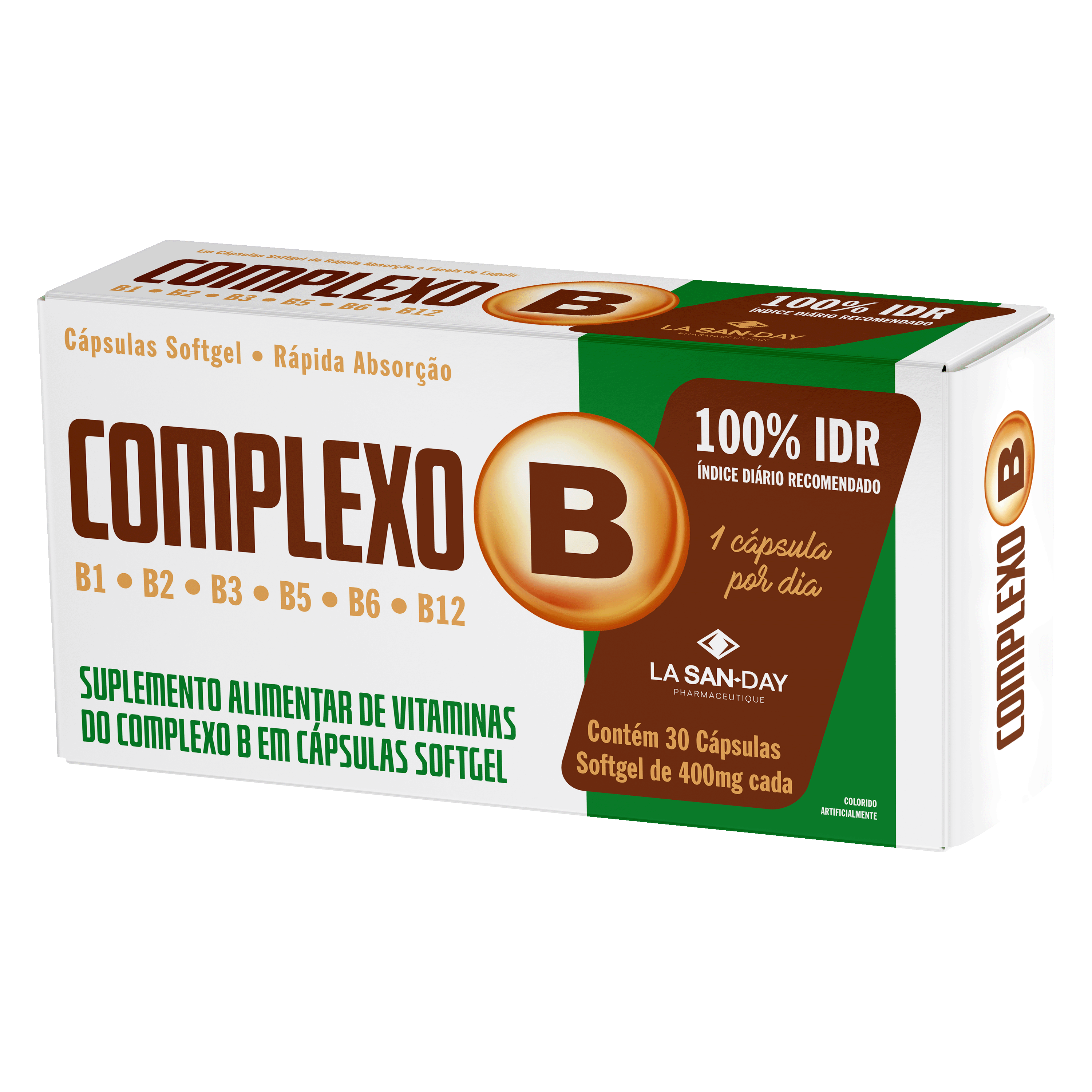 Suplemento Alimentar de Vitaminas do Complexo B 30 Cápsulas