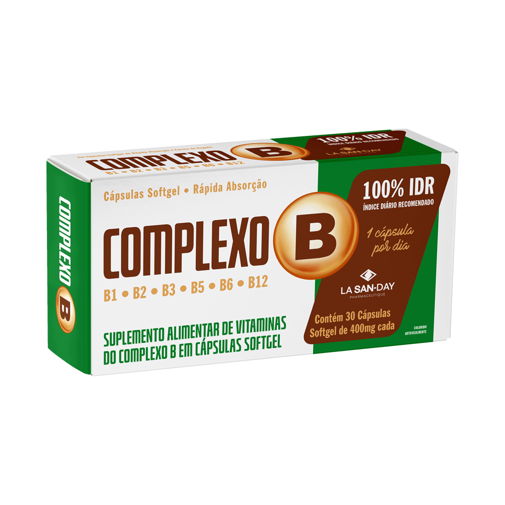 Suplemento Alimentar de Vitaminas do Complexo B 30 Cápsulas