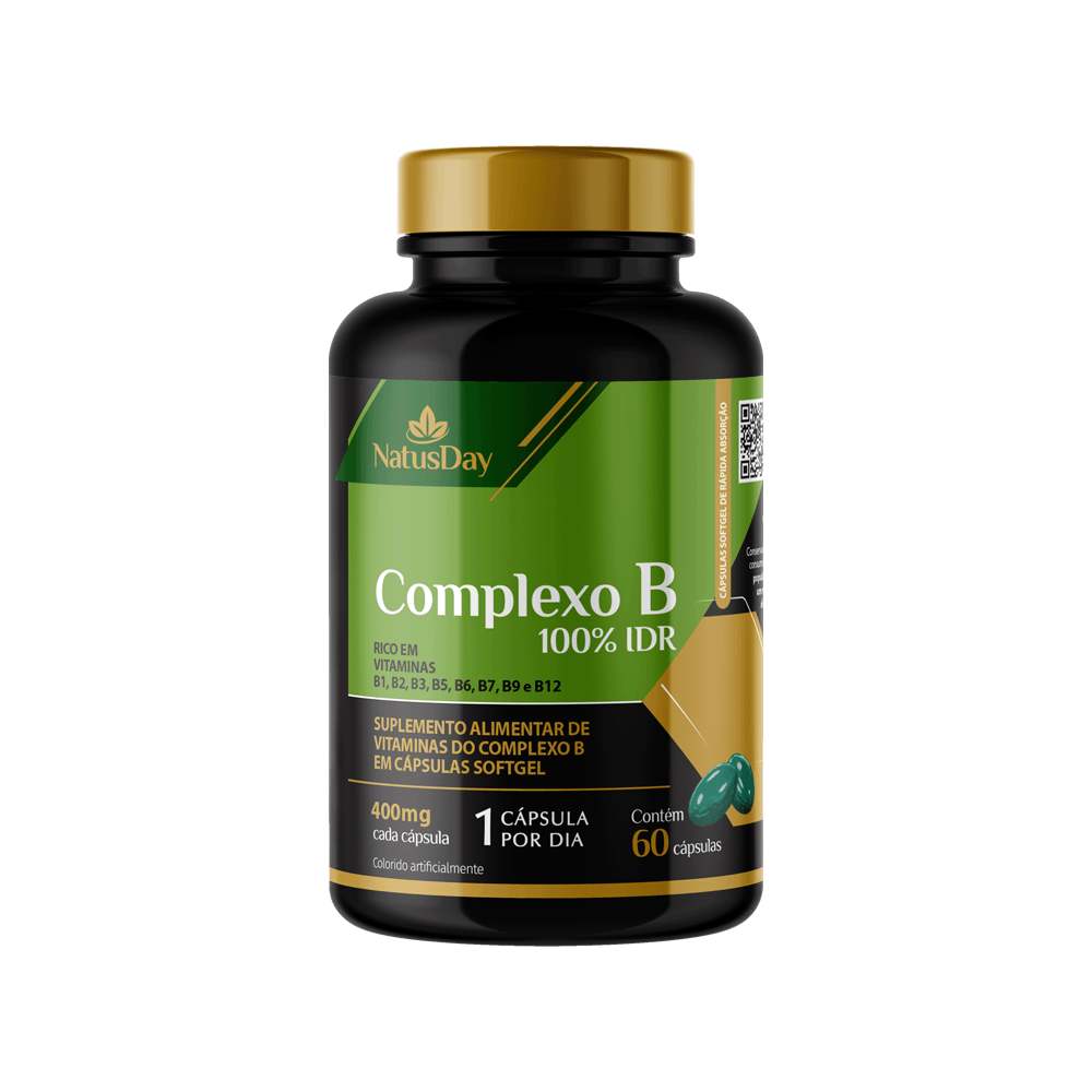 Suplemento Alimentar de Vitaminas do Complexo B 60 Cápsulas