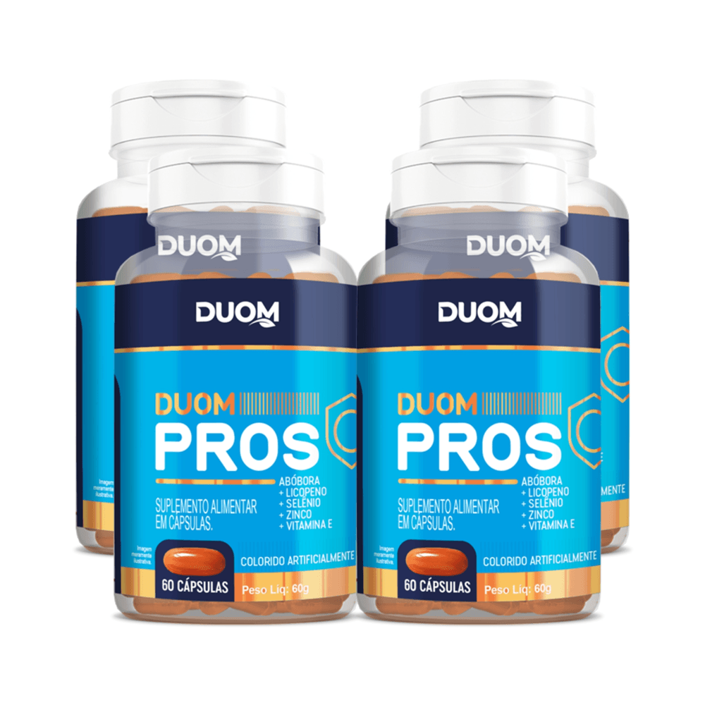 Combo 4 Duom Pros Abóbora Licopeno Selênio Zinco Vitamina E 60 Cápsulas