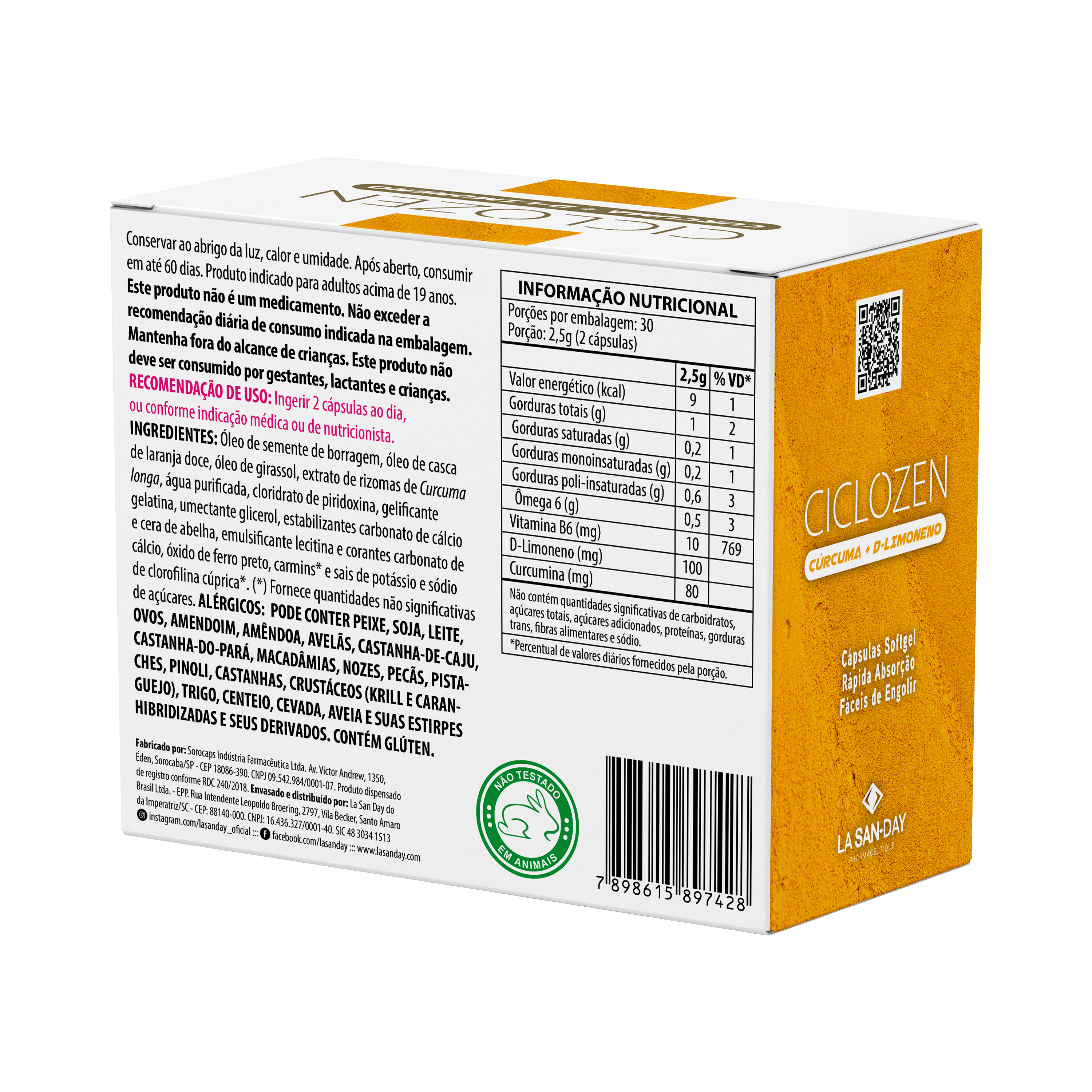 Suplemento de Curcumina e D-Limoneno 60 Cápsulas