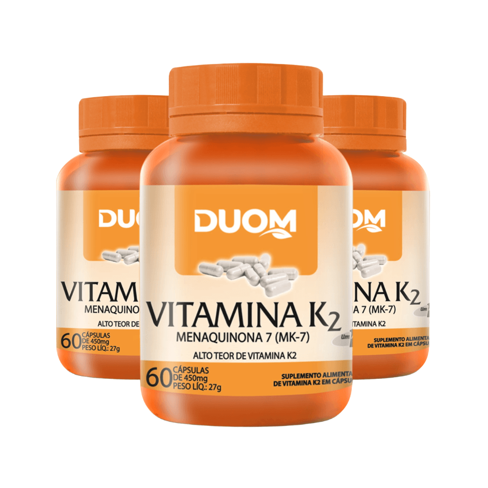 Combo com 3 Vitamina K2 Menaquinona 7 MK-7 60 Cápsulas
