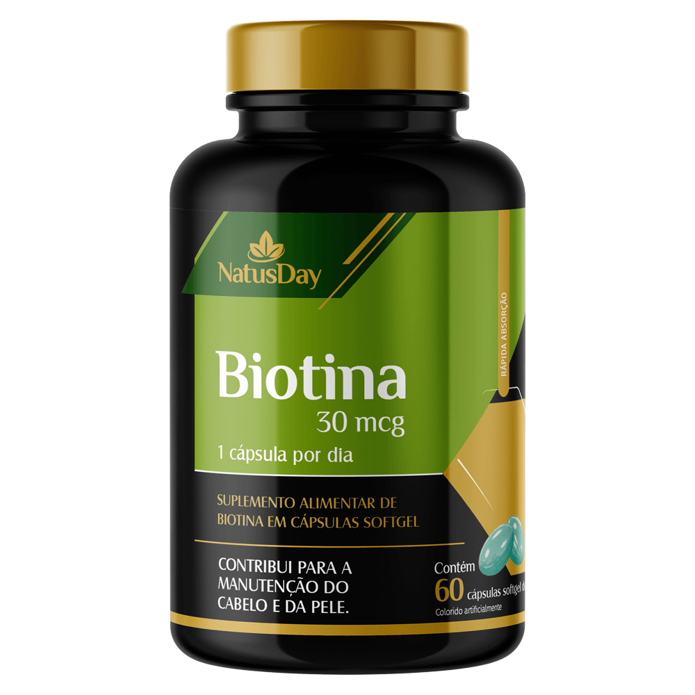 Suplemento Alimentar De Biotina 60 Cápsulas Softgel